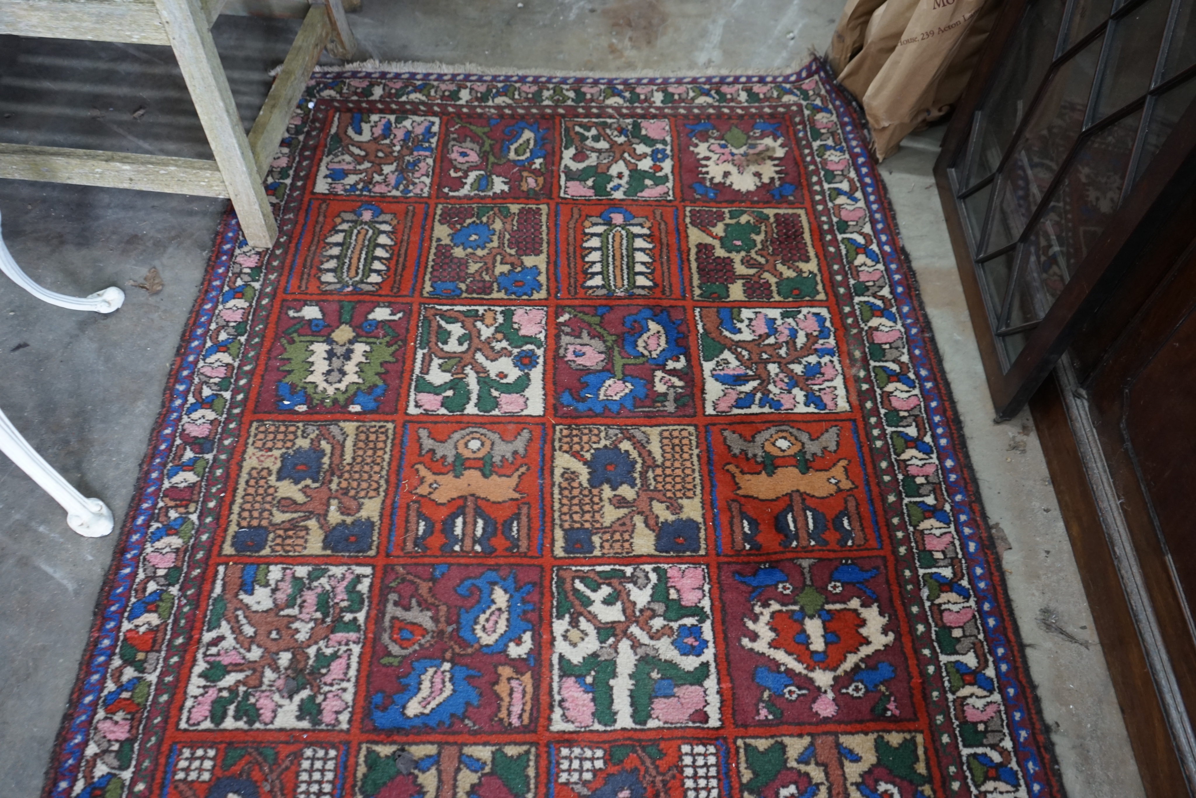 A Bakhtiari style garden design rug, 270 x 128cm